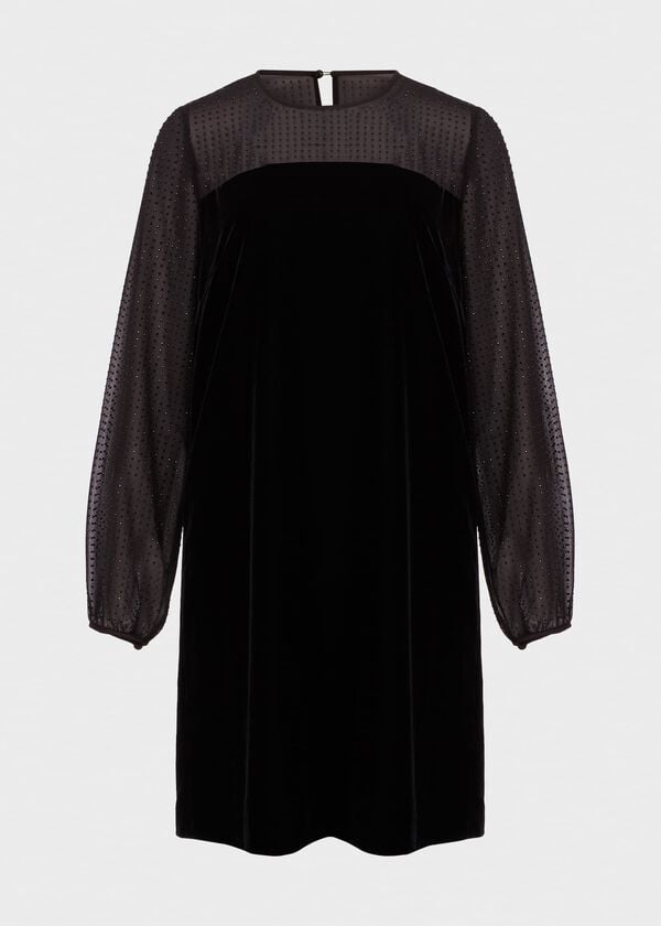 Hobbs Zariah Velvet A Line Dress Black