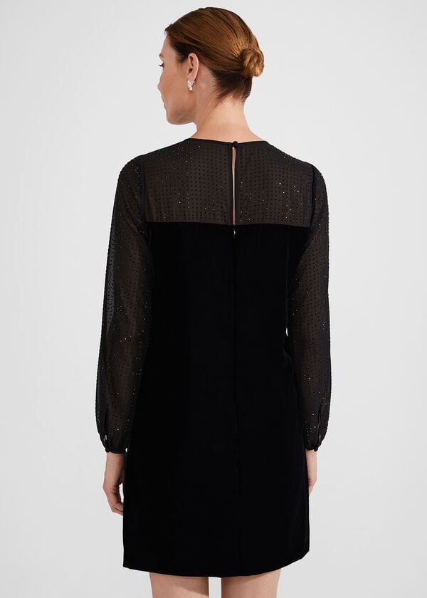 Hobbs Zariah Velvet A Line Dress Black