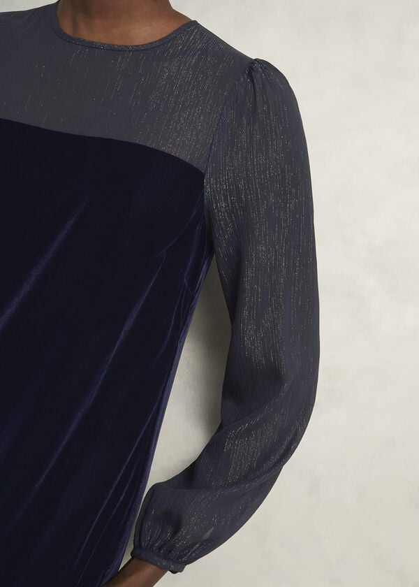 Hobbs Zariah Velvet Dress Midnight Navy