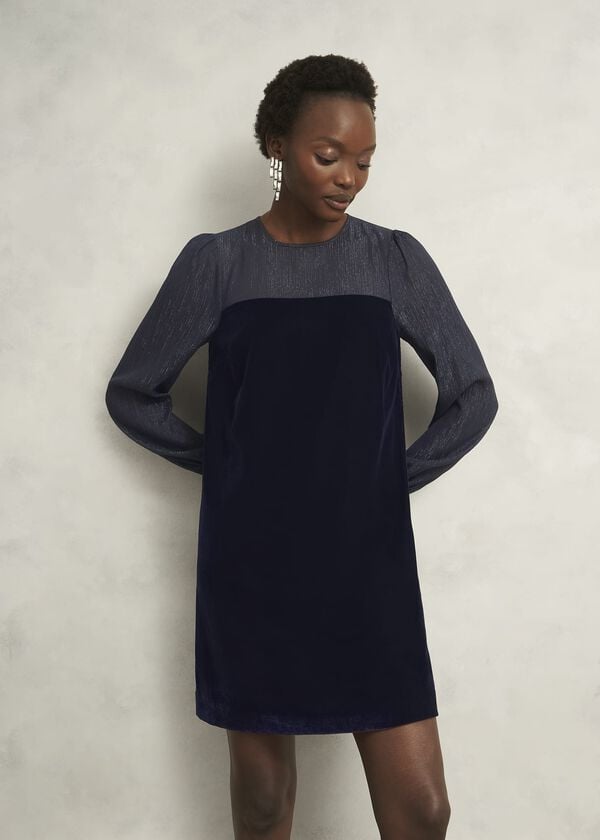 hobbs Zariah Velvet Dress Midnight Navy