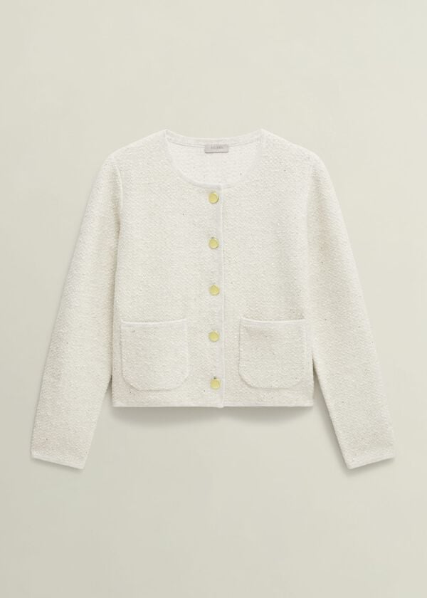 Hobbs Zayla Sparkle Knitted Jacket Ivory