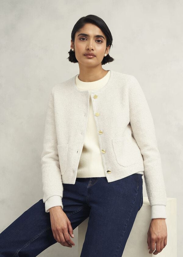 hobbs Zayla Sparkle Knitted Jacket Ivory
