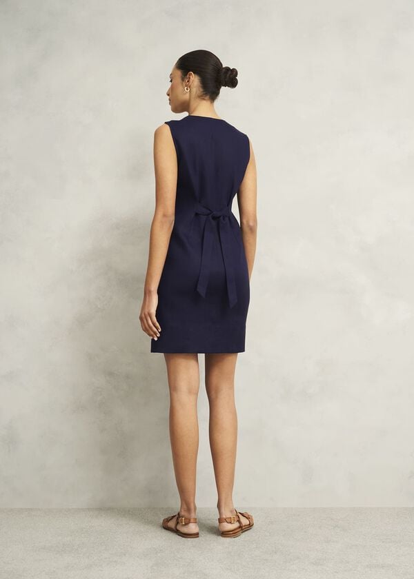 Hobbs Zelia Linen Dress True Navy
