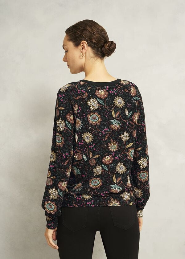 Hobbs Zelia Printed Top Black Multi