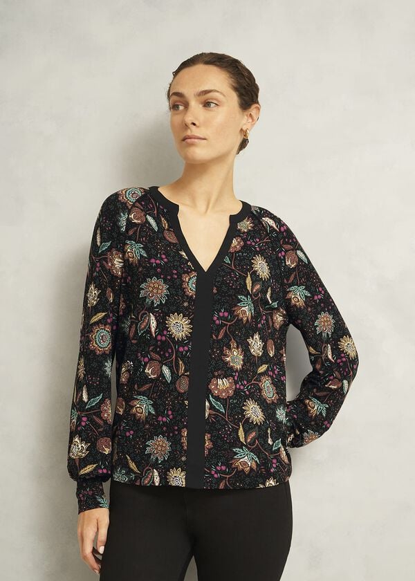 hobbs Zelia Printed Top Black Multi