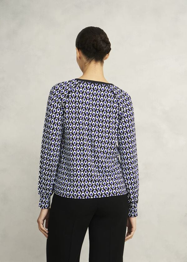 Hobbs Zelia Printed Top Blue Multi
