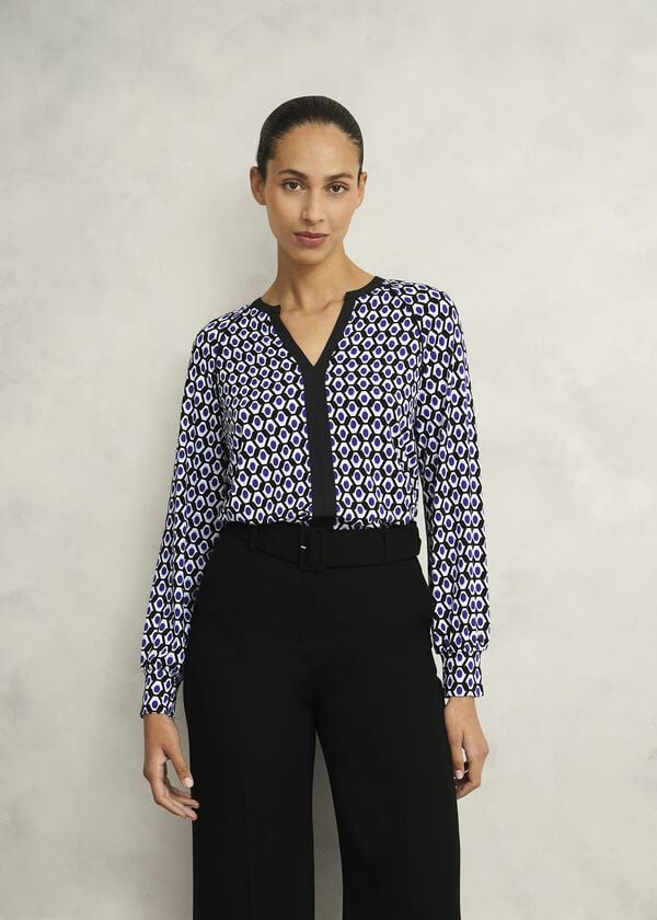 hobbs Zelia Printed Top Blue Multi