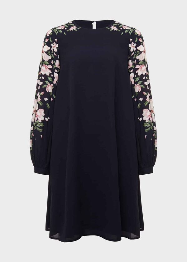 Hobbs Zoey A Line Floral Dress Navy Multi