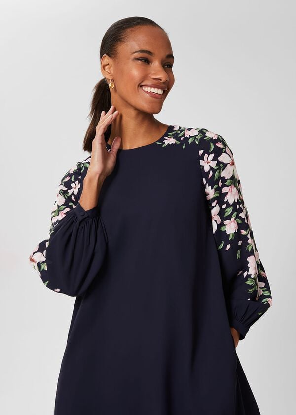 Hobbs Zoey A Line Floral Dress Navy Multi