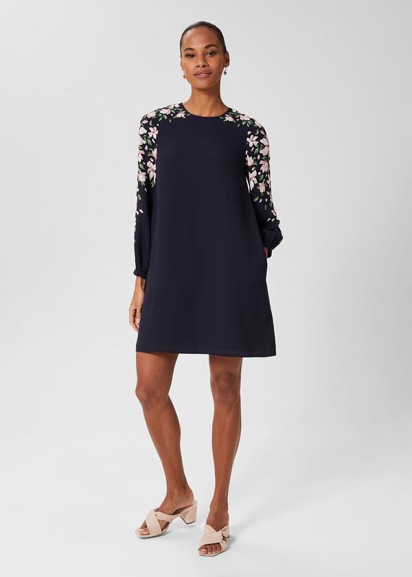 hobbs Zoey A Line Floral Dress Navy Multi