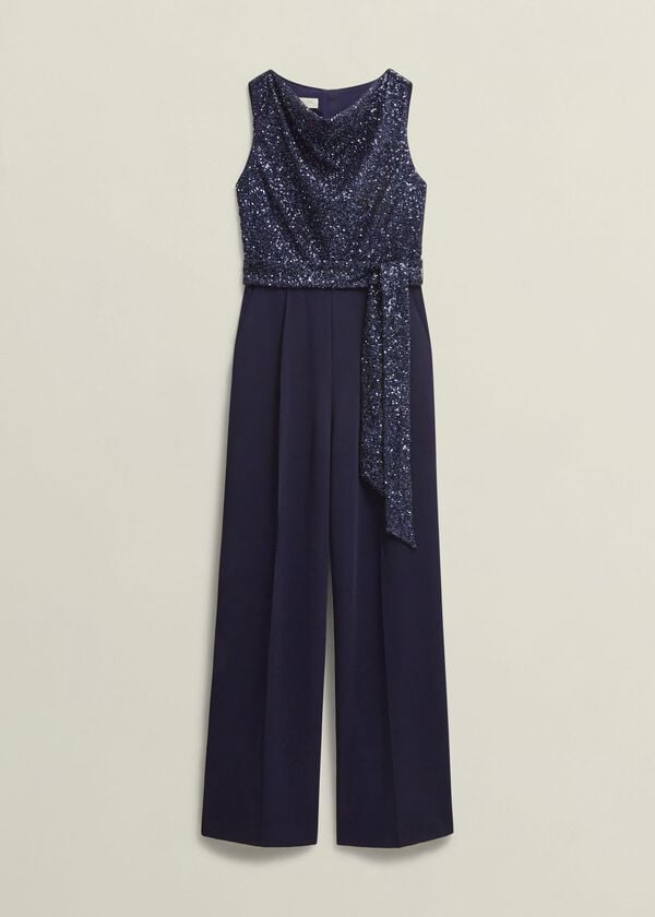 Hobbs Zuri Sequin Jumpsuit Midnight Navy