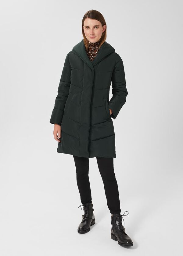 hobbs Indira Water Resistant Puffer Jacket Dark Ivy Green
