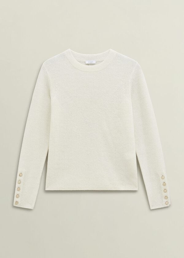 Hobbs Ivory Jasmina Ribbed Crew Neck Jumper With Alpaca Warm Ivory