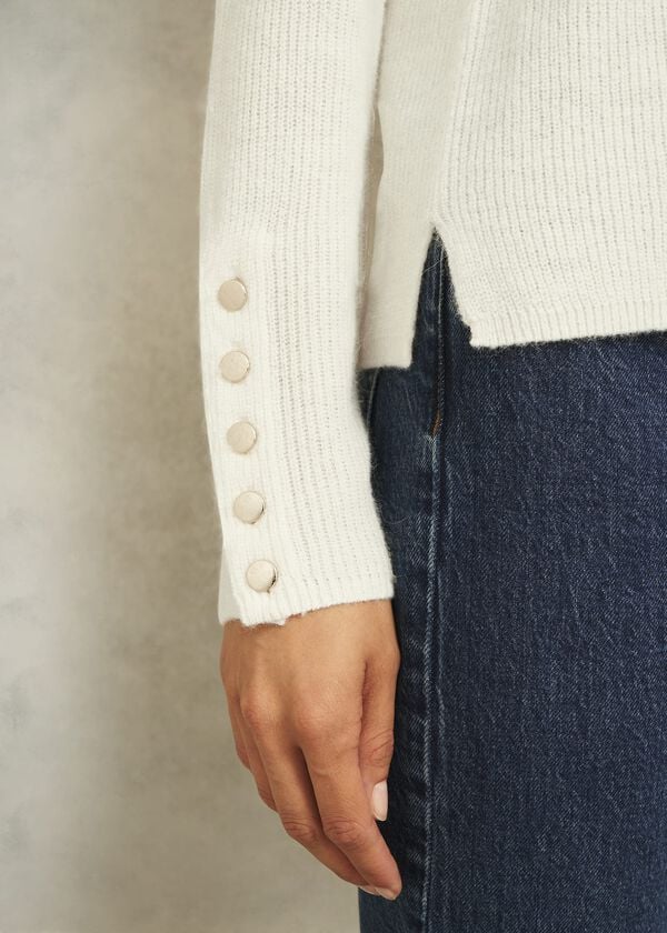 Hobbs Ivory Jasmina Ribbed Crew Neck Jumper With Alpaca Warm Ivory