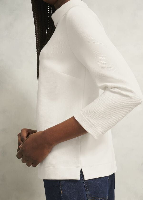 Hobbs Ivory Tali 3/4 Sleeve Textured Top Hobbs Ivory