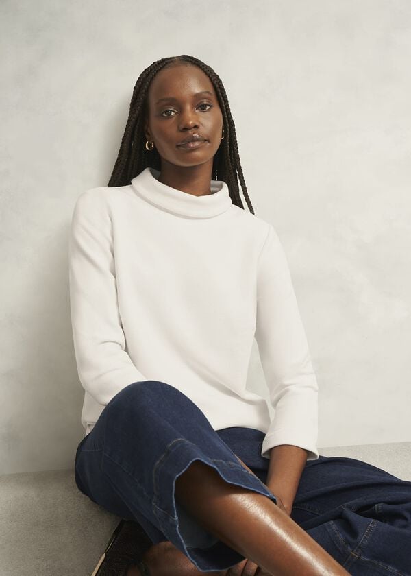 hobbs Ivory Tali 3/4 Sleeve Textured Top Hobbs Ivory