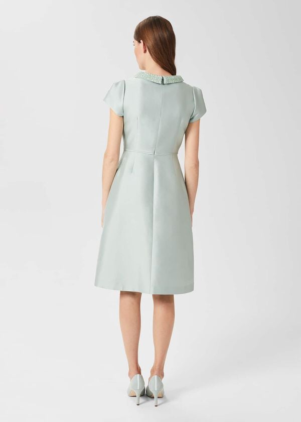 Hobbs Jocelyn Silk Blend Fit And Flare Dress Sage Green