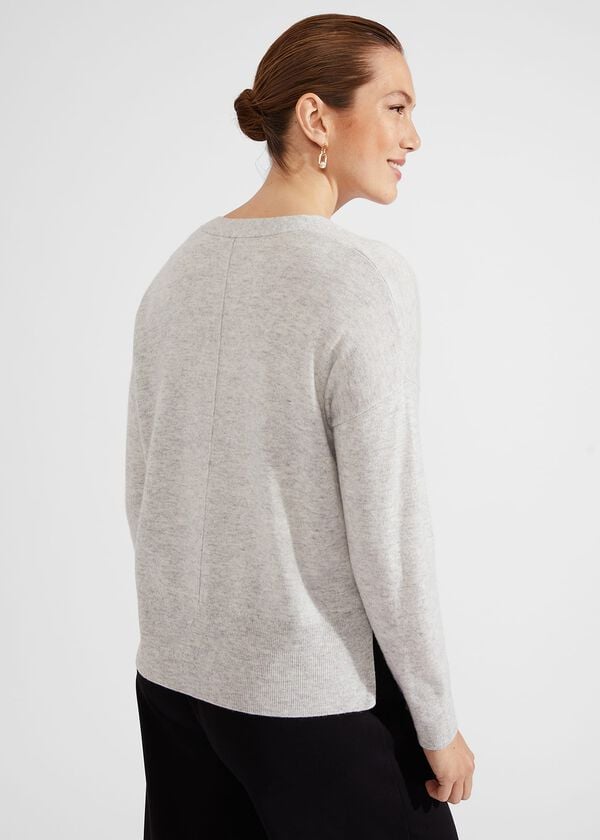 Hobbs Julaina Cardigan With Cashmere Pale Grey Marl