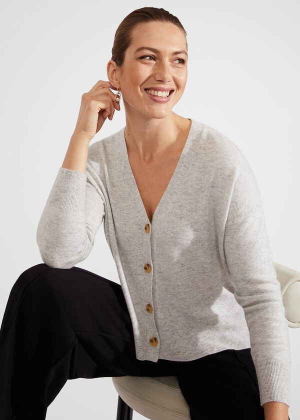 hobbs Julaina Cardigan With Cashmere Pale Grey Marl