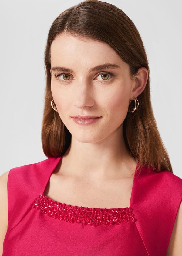 Hobbs Julietta Silk Blend Fit And Flare Dress Fuchsia Pink