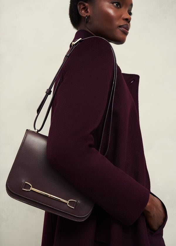 Hobbs Keighley Leather Cross Body Bag Malbec Purple