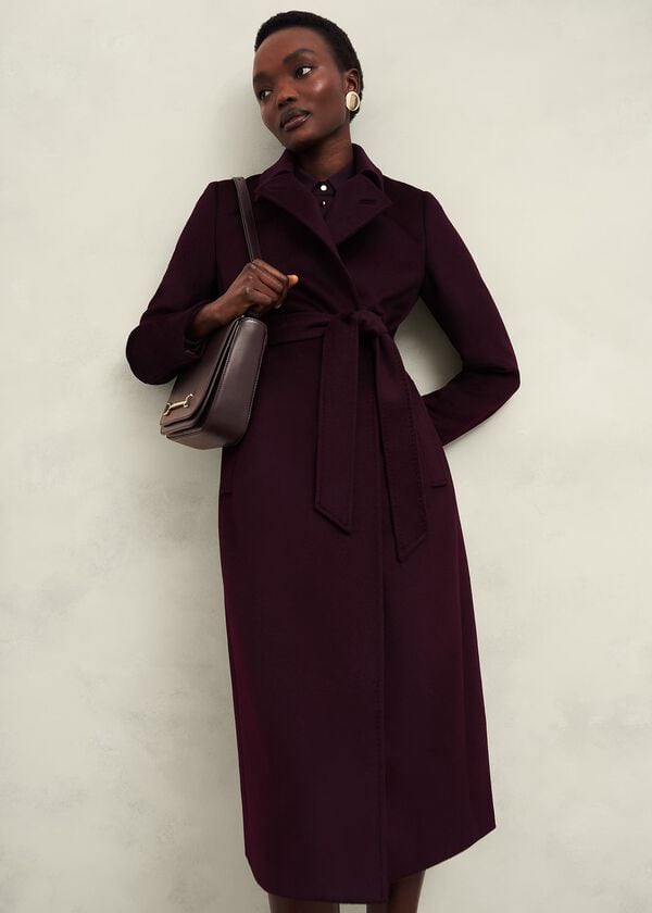 Hobbs Keighley Leather Cross Body Bag Malbec Purple