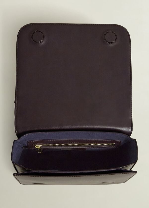 Hobbs Keighley Leather Cross Body Bag Malbec Purple