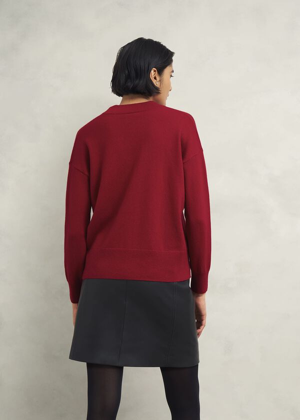 Hobbs Lettie V Neck Jumper With Cashmere Pomegranate Red