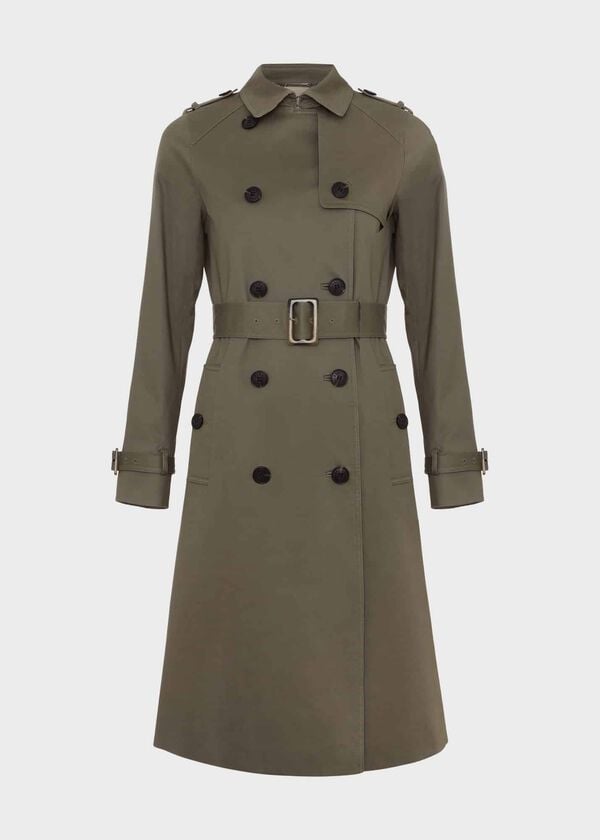 Hobbs Lisa Trench Shower Resistant Trench Coat Olive Green
