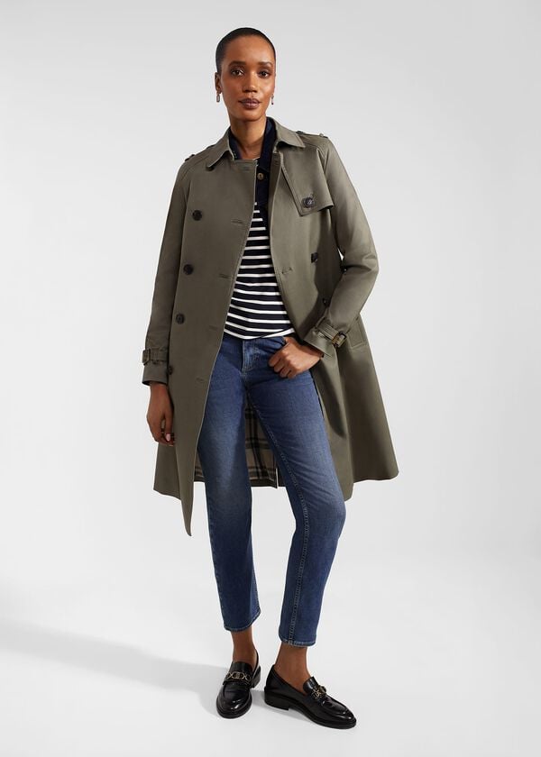 hobbs Lisa Trench Shower Resistant Trench Coat Olive Green