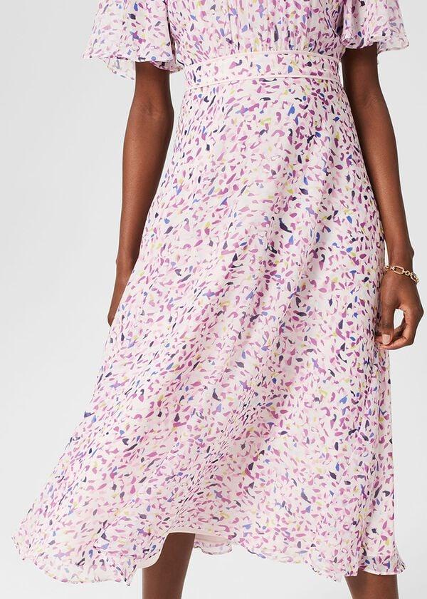Hobbs Lisette Silk Fit And Flare Dress Pale Pink Multi