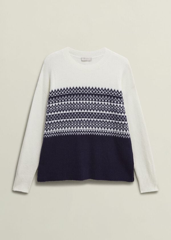 Hobbs Lorrie Fairisle Jumper With Alpaca Ivory Navy