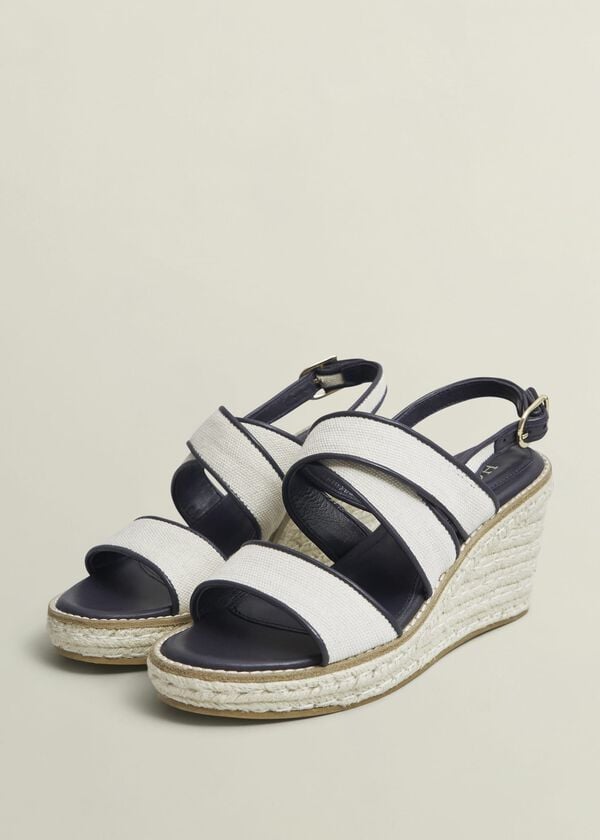 Hobbs Lucie Canvas Leather Espadrilles Natural Navy