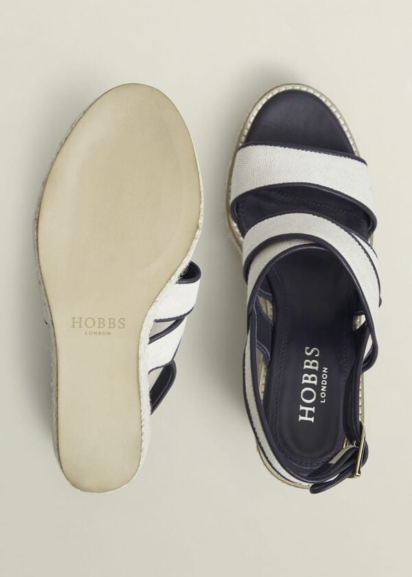 Hobbs Lucie Canvas Leather Espadrilles Natural Navy