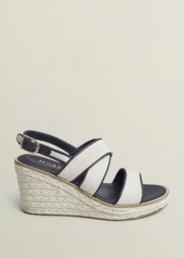 hobbs Lucie Canvas Leather Espadrilles Natural Navy