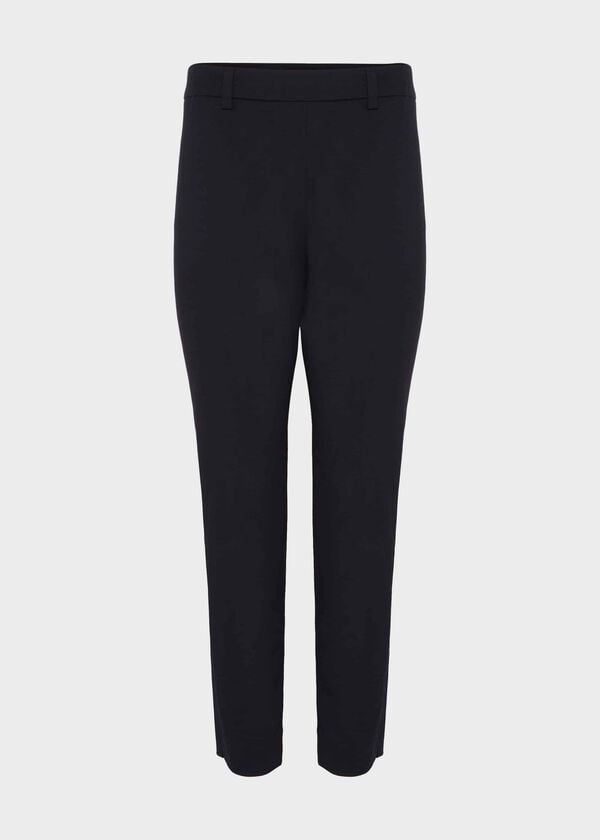 Hobbs Mallory Cotton Blend Capri Trousers With Stretch Navy