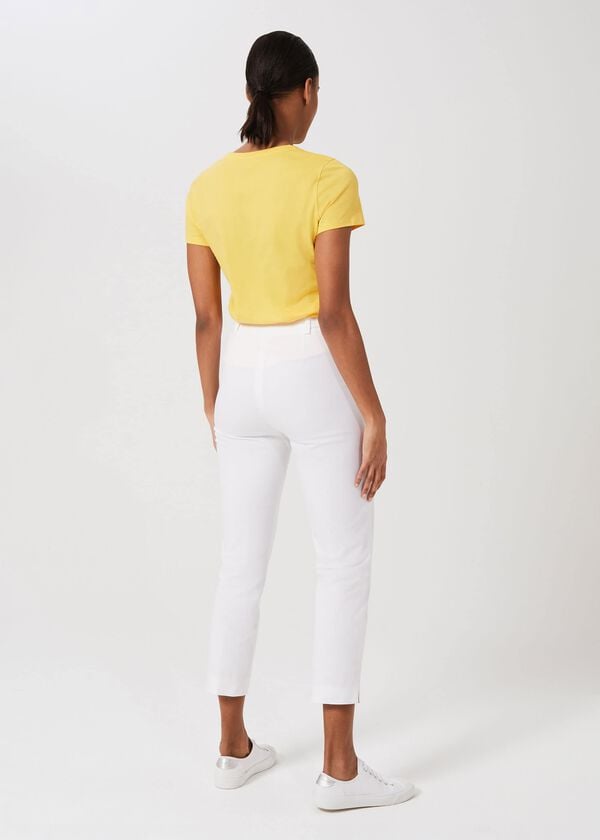 Hobbs Mallory Cotton Blend Capri Trousers With Stretch White