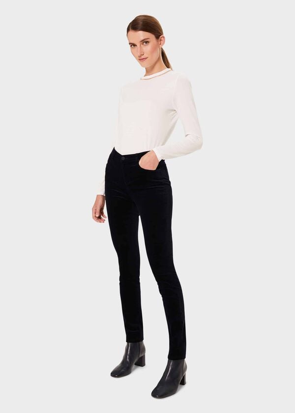 hobbs Marianne Velvet Skinny Jeans With Stretch Midnight