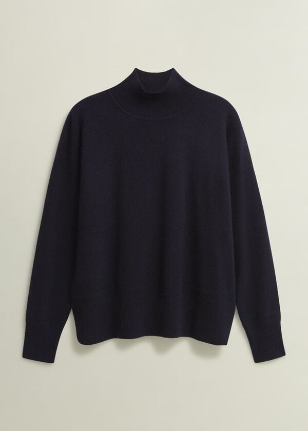 Hobbs Marlena Cashmere Funnel Neck Jumper Hobbs Navy