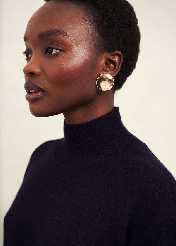 Hobbs Marlena Cashmere Funnel Neck Jumper Hobbs Navy