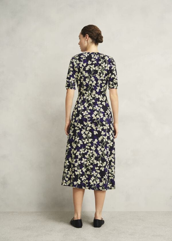 Hobbs Navy Floral Peyton Jersey Midi Dress Navy Multi
