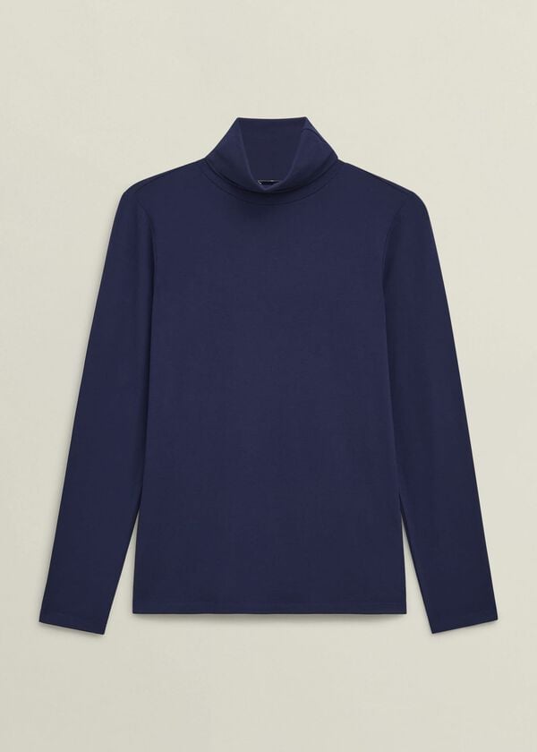 Hobbs Navy Mischa Roll Neck Long Sleeve Top Midnight Navy