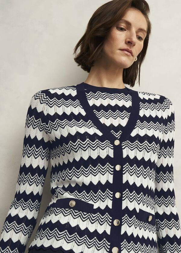 Hobbs Navy Osterley Chevron Striped Knitted Vest Top Navy Ivory
