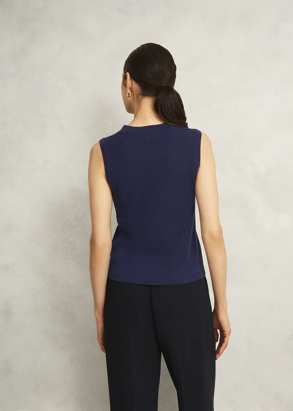 Hobbs Navy Yasmin Merino Wool Knitted Tank Top True Navy