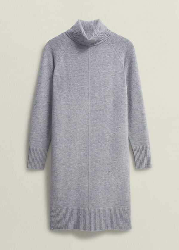 Hobbs Nessa Knitted Dress With Alpaca Mid Grey Marl