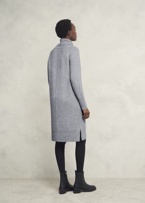 Hobbs Nessa Knitted Dress With Alpaca Mid Grey Marl