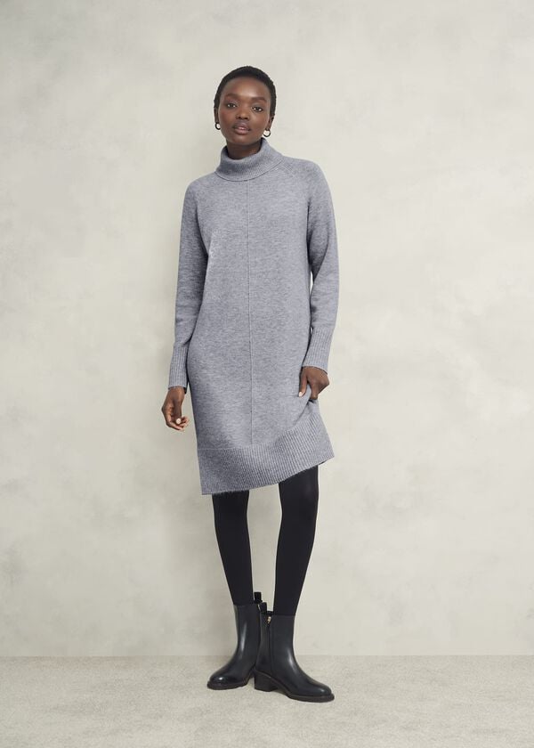 hobbs Nessa Knitted Dress With Alpaca Mid Grey Marl