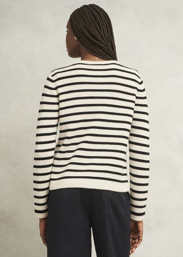 Hobbs Oatmeal Simona Wool Blend Striped Knitted Jacket Oatmeal Black
