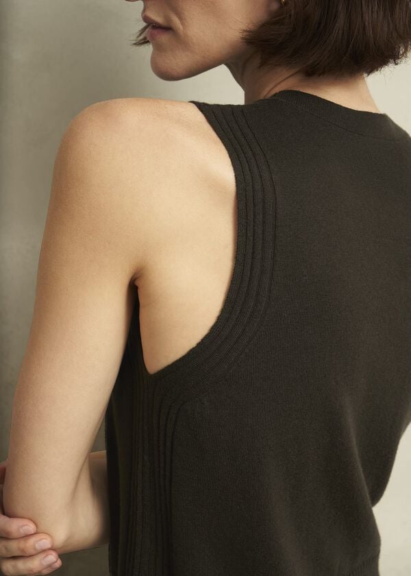 Hobbs Olive Wentworth Wool Blend Knitted Tank Top Dark Olive