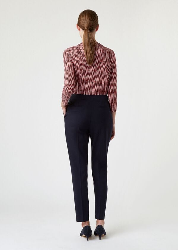 Hobbs Petite Gael Wool Blend Trouser With Stretch Navy